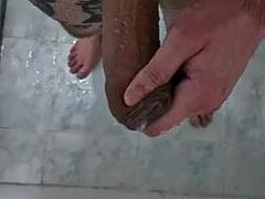 Leie, Grosser schwanz, Schwul, Handjob, Masturbation, Dusche, Solo