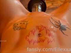 Elex Loves Cock - Big tits Latina with monster dildo toy on webcam