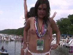 College Girls Flash Shaved Pussy at Outdoor Lake Party