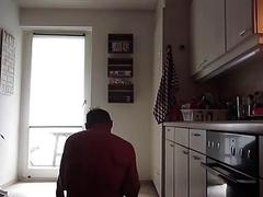 Daddy fucks an Asian slut in the kitchen