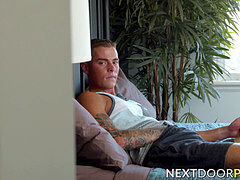 Young chiseled jock barebacked deeply by towheaded homosexual