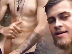 Guy sucks and masturbates on the beach
