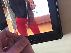 Cum Tribute on a Girl with Leather pants