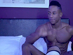 Devin Franco gets a uber-cute dual big black cock surprise in his ass