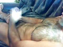 Sexy hairy man strokes