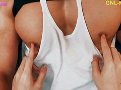 Hot pecs muscle men getting played and teased