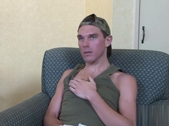 Hot and cute Joshua Kelly jerking and stroking his fat cock