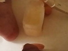 Big dildo coming out in the shower