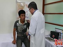 Asian twink barebacks with mature deviant in doctors office