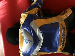 The biker on the straitjacketed slave