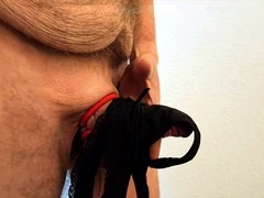 Little Maddin enjoys a wild session with cum, g-string, and a cock ring outdoors