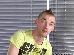 Hairy British amateur strokes his dick