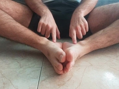 Red-Hot man pawing his soles. Sole fetish