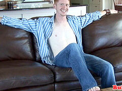 Gay stroking, getting off, ginger