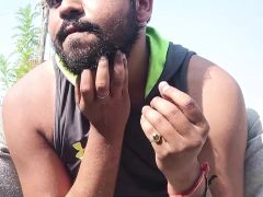 Indian hairy boy was trying to fucking herself at a open terrace on home.