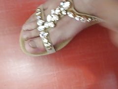 Cum on   feet in sister's shoe