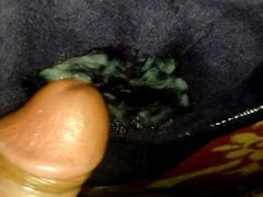 Close Up Uncut Big Cock Cumming on Panty Thong Bikini Gstring Underwear