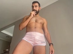 Sexy underwear try-on session turns into a hot live stream with a handsome gay hunk