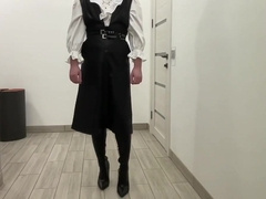 Leather Dress, Overknee High Heels Stiletto Boots Sissy