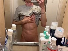 Polish dorm twink jerks off and fingers himself in the shower while his roommate plays Nintendo outside