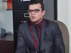 Hunk threesome sex at the office