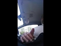 Daddy bear stroking in his car