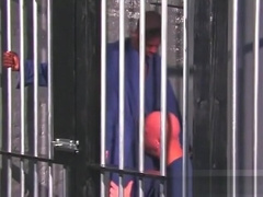 Interracial gay sex in a prison cell