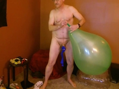 Balloonbanger 65) Inflating, Busting And Jerking W 3 Busted Balloons - 2 Large And 1 Giant Latex Balloon