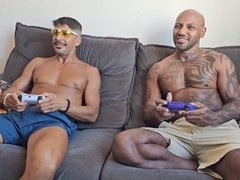 Big ass guy gives an incredible deep throat blow job