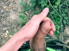 Teen boy with big cock outdoors at sunset