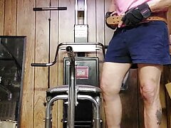 Dad doing late night workout before bed