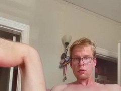 Ultra-Cute Platinum-Blonde Dude Pounds His Caboose and Shoots A Load