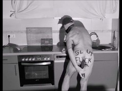 Naked sub describes miserable kitchen chores preparing salad for guests