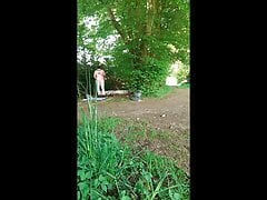 Chubby Femboy Masturbates in Public in cute Leotard