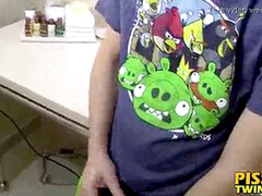 Tyler loves peeing in his own trousers on the toilet counter