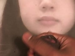 Cute Chinese girl cum on lips