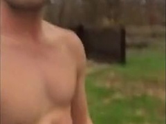 A big load after a striptease outside 3