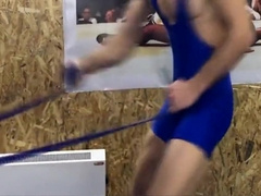 Russian Wrestler In Spandex Tights Fucks A Gay Pussy