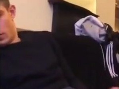 Cute guy jerks his big cock off