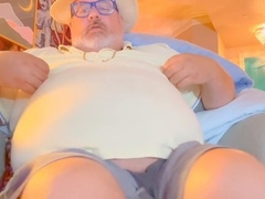 Chubby stepfather enjoys golden showers and endless cumming all summer long captured on video