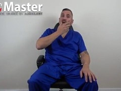 Euro gay fetish humiliation with doctor in gloves and chastity slave