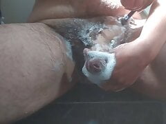 Greek uncut cock shaved and cum on finish