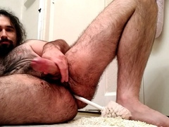 Anal fisting, anal invasion, gay toilet brush