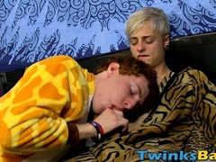 Young twink sucking his partner off before barebacking him