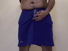 Perspiring chunky unshaved cub hairy man masturbates his uncircumcised immense fuckpole