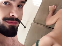 I saw that big-tailed male on the couchso I put him to suck my dick