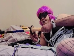 Big beautiful crossdresser Sissy adores getting a wild pounding from a powerful machine
