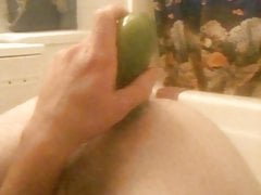 Asshole gaped by huge cucumber