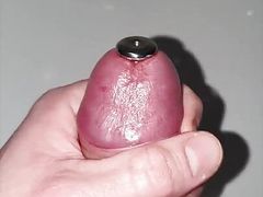 cumshot with a huge cockplug in my urethra