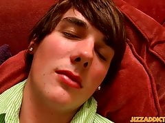 Young twink strokes his cock solo and explodes with cum